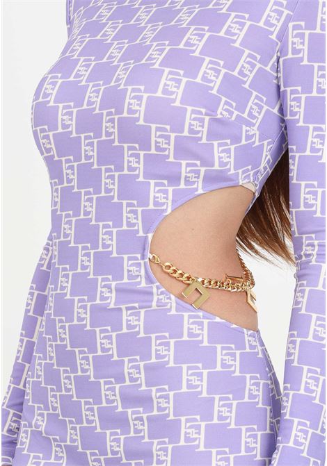 Purple/white allover logo women's dress ELISABETTA FRANCHI | AB56041E2BX9